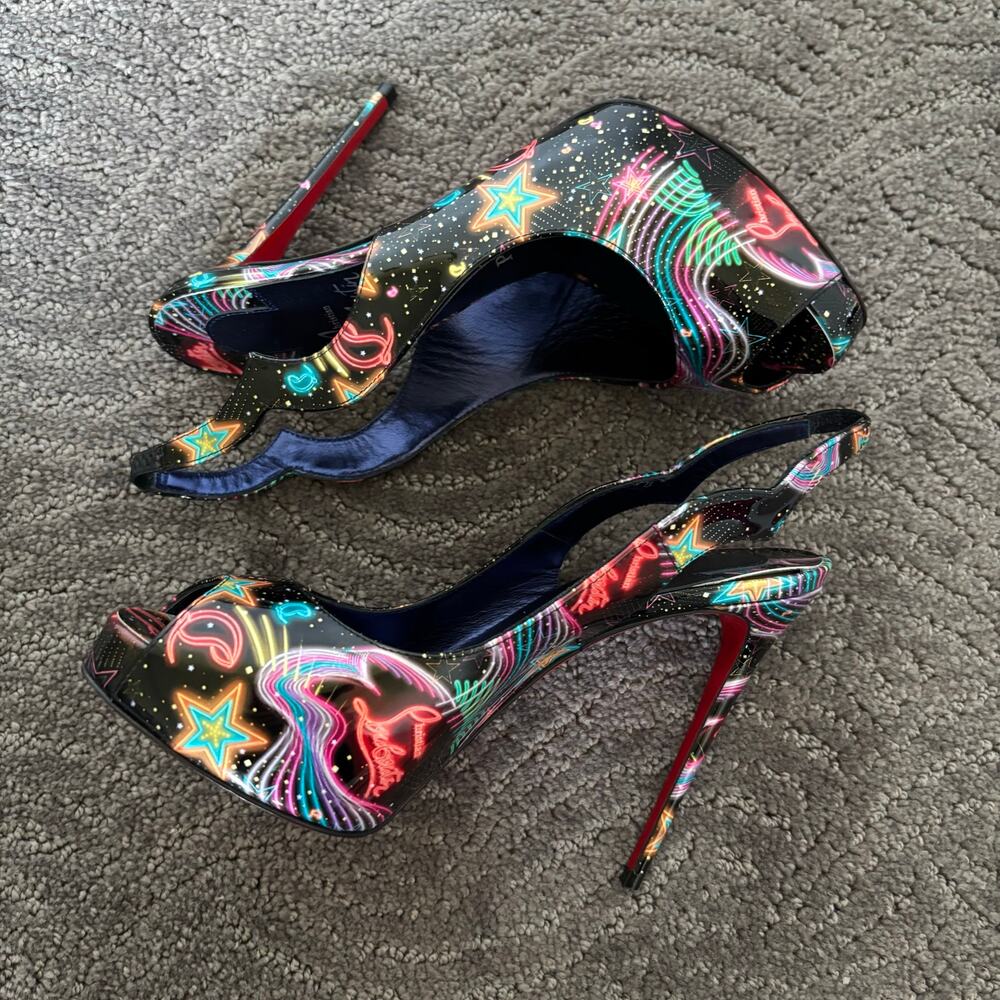 Christian Louboutin Hot Chic Sling Alta 120 Starlight Multicolor Pumps Size 36.5 - Picture 11 of 15